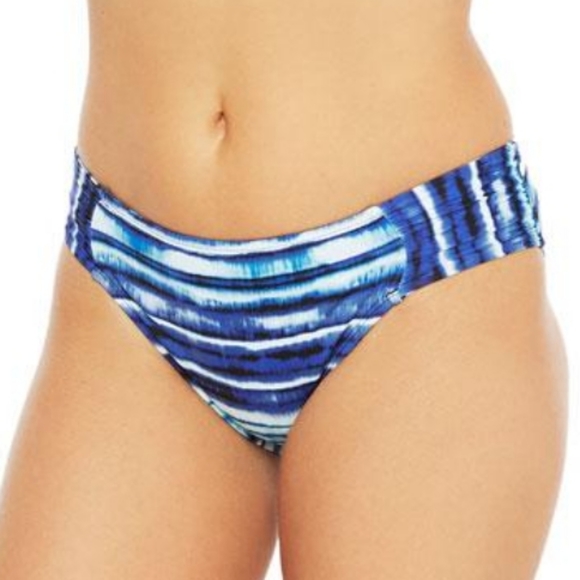 La Blanca Serene Side Shirred Hipster Bikini Bottom Blue - Picture 3 of 13